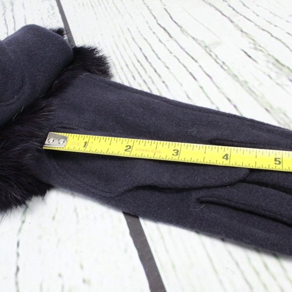 NEW Roberta Di Camerino Fur Trim Gloves Blue Black - Picture 8 of 8
